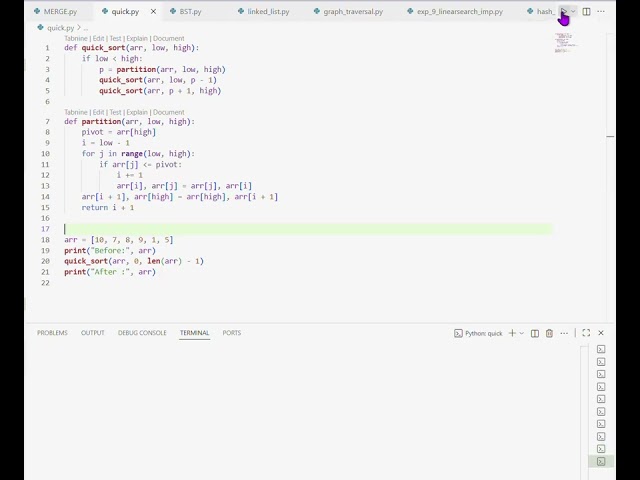 DSA:QUICK SORT:PYTHON