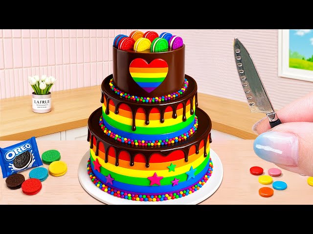 Triple Rainbow Chocolate Cake 🤩 Sweetheart Chocolate Mini Cake Recipe Ideas 🌈 Unbox Overworld