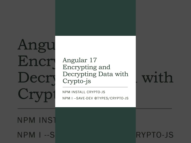 Angular Encrypting Decrypting Data with CryptoJs | Angular 17 Tutorial | npm install crypto-js