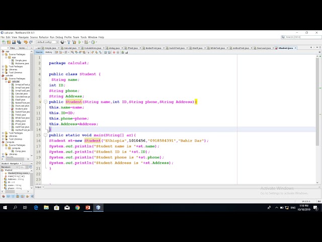 java class object  constructor for beginner  in amharic video 19