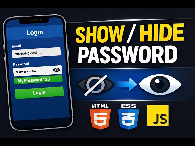 Responsive Login Form with Show/Hide Password Using HTML CSS & JavaScript (Step-by-Step Tutorial)