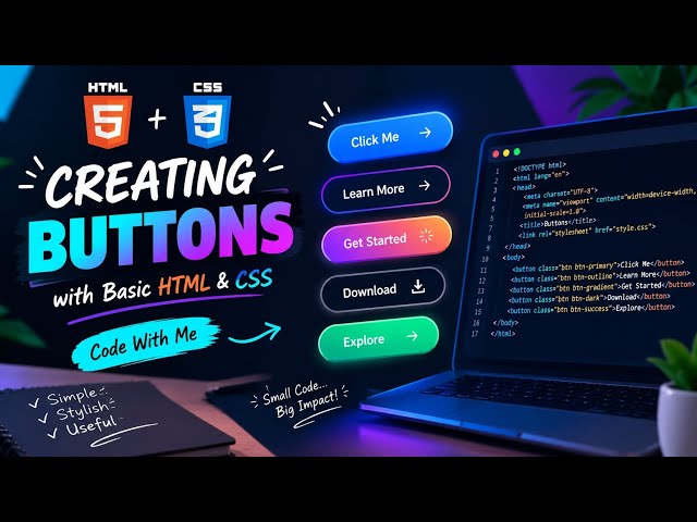 #Beginner-Friendly Learn HTML & CSS by Creating Beautiful Buttons! 💻🔥