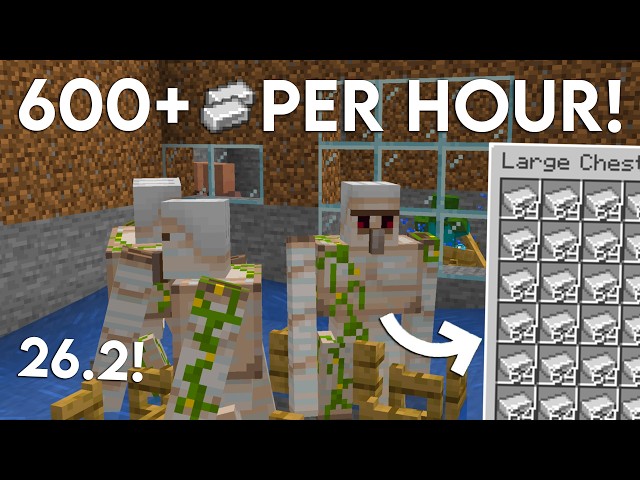 NEW UPDATED Minecraft Java 26.2 IRON FARM TUTORIAL EARLY GAME | 600 Iron Per Hour Easy!