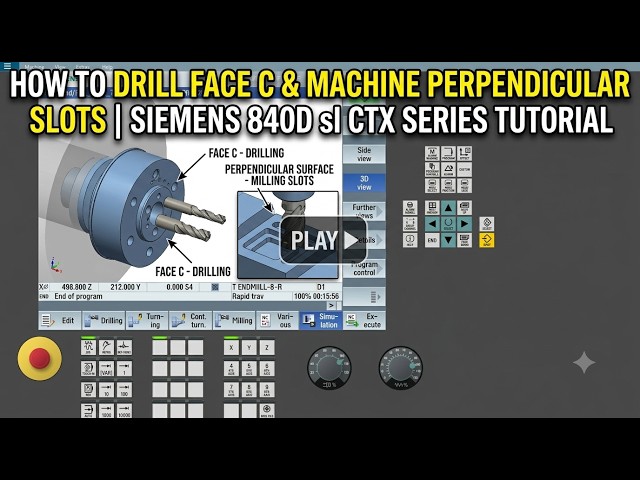 How to Drill Holes on Face C and Machine Slots on Perpendicular Surface | Siemens 840D sl CTX Series