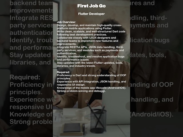 Hiring: Flutter Developer | First Job Go