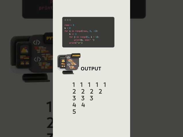 Python Number Pattern Program | Beginner Friendly #coding #shorts