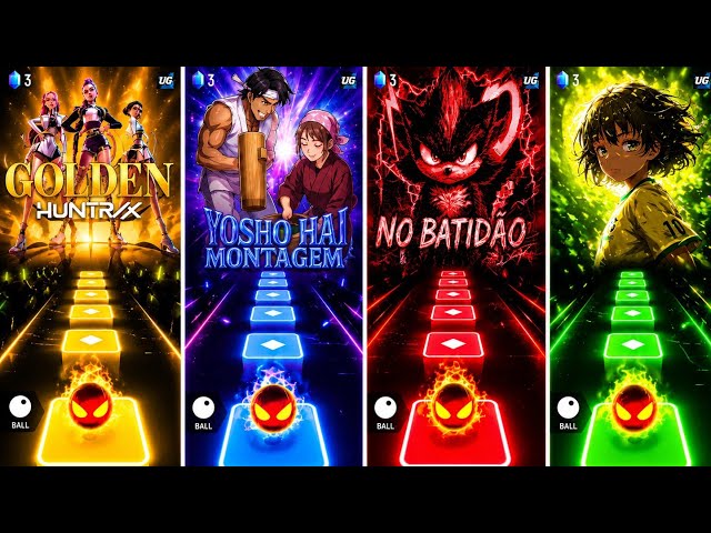 Golden Huntrix vs Yosho Hai Remix vs No Batidão vs Anime Girl – Tiles Hop Battle | V Gamer 💥