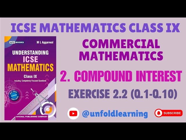 Understanding ICSE Mathematics Class 9 | 2026-27 | 2. Compound Interest | Exercise 2.2 part 1
