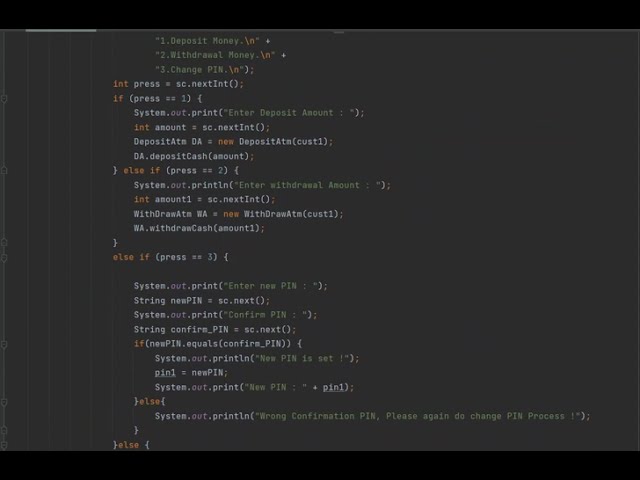 ATM Project Using JAVA OOPS Concept