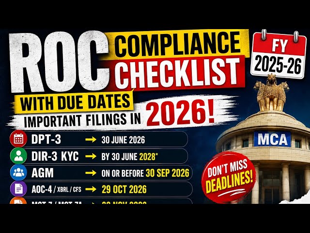 🚨 ROC Compliance Checklist 2026 | Important MCA Due Dates You Must NOT Miss! 📅🔥
