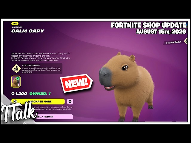 Fortnite Shop *NEW* CAPYBARA PET & LOTS LEAVING TOMORROW! [August 15th, 2026] (Fortnite Chapter 7)