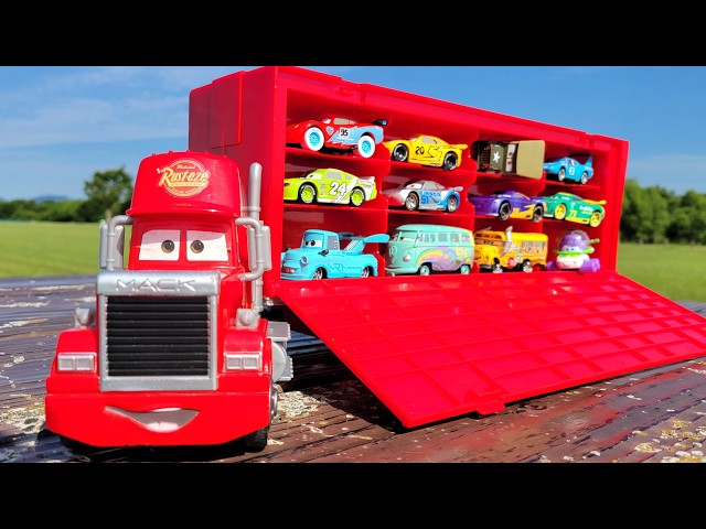 12 Toys Cars (minicar) & Clean Up Trailer ☆ Find the car hidden in the park.