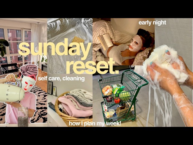 SUNDAY RESET ROUTINE 🫧 self care, deep cleaning + prep for a productive week!