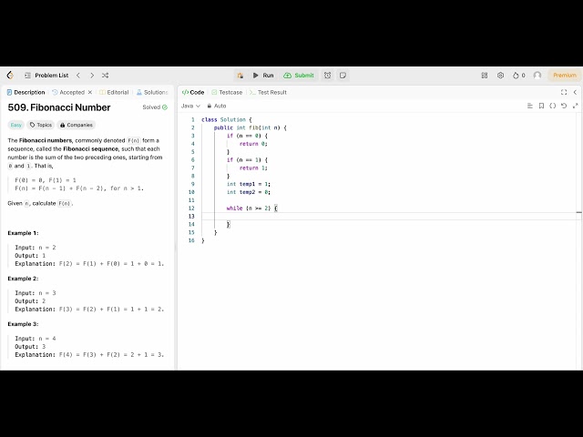 (BlackRock) LeetCode 509: Fibonacci Number (Java)