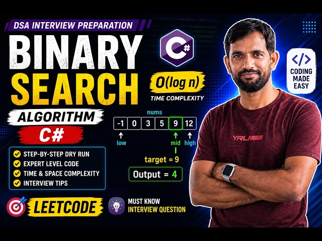 Binary Search Algorithm  C#  LeetCode  DSA Interview Preparation