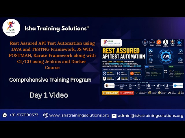 Rest Assured API Test Automation Day 1 on 19th August 2026. Contact us on +91-9133190573 to enroll.