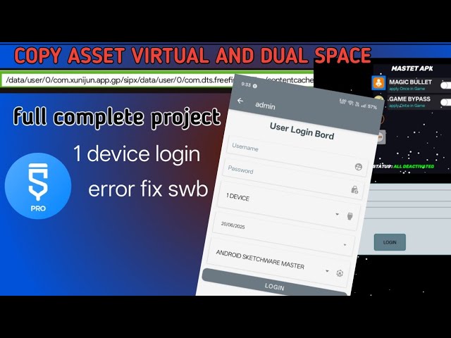One device login virtual copy paste full sketchware project swb