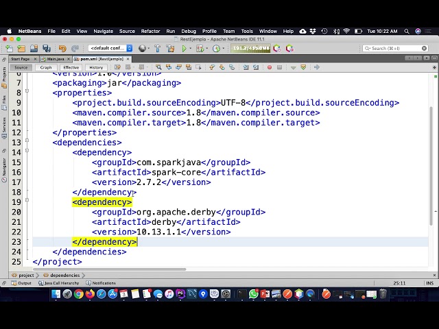 Restful - netbeans - spark - derby - java II: Dependencias