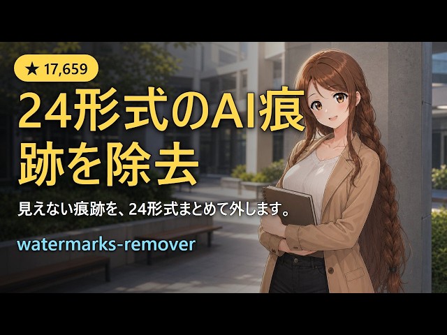 AI生成の痕跡を24形式から消す｜Python開発者向け watermarks-remover 入門【依存パッケージ不要】