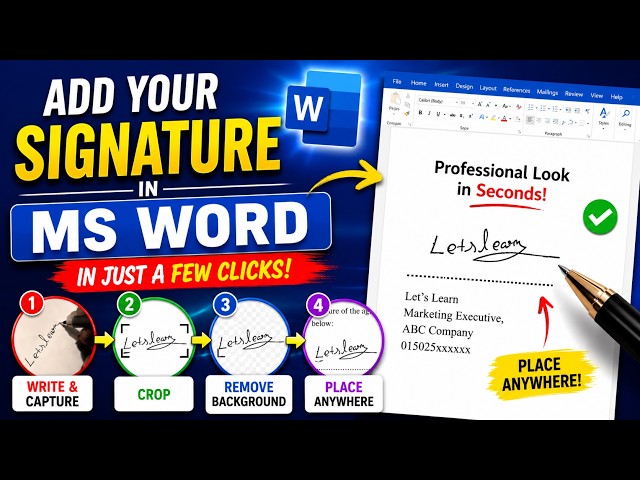 Insert Your Real Signature in MS Word (Step By Step Tutorial) #msword #msoffice #signature