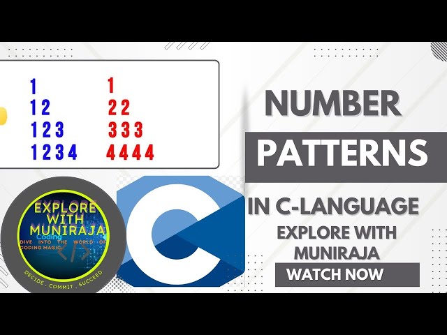 Program to print NUMBER PATTERNS in c-language|| patterns||c-program.