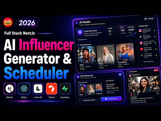Build Full stack AI Influencer Generator & Post Scheduler Using NextJs, React, Luma AI, Zernio
