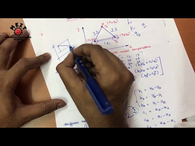 2D Triangular Element Heat transfer Problem | 3 Noded | FEA | Finite element analysis