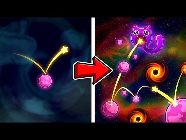 Bounce shooting stars off planets to feed a space cat in this galaxy-building incremental game