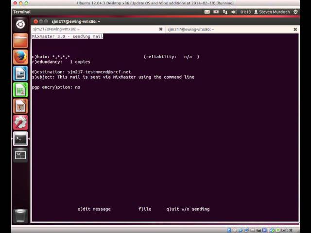 Sending an anonymous email using Mixmaster
