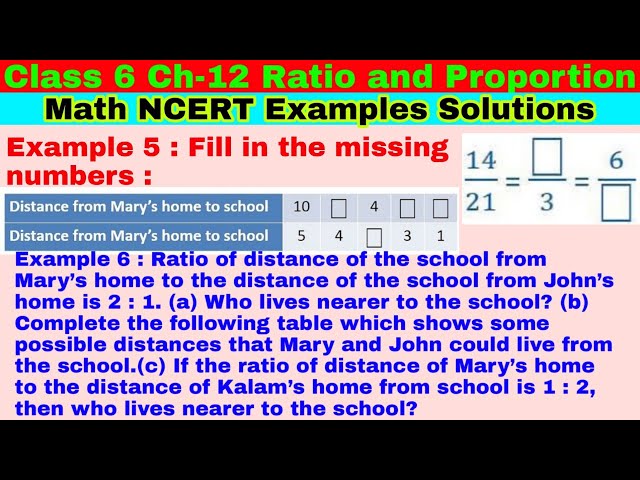 Class 6 Ch 12 Example 5 | Example 6 | Ratio and Proportion| Chapter 12|Math NCERT Examples Solutions
