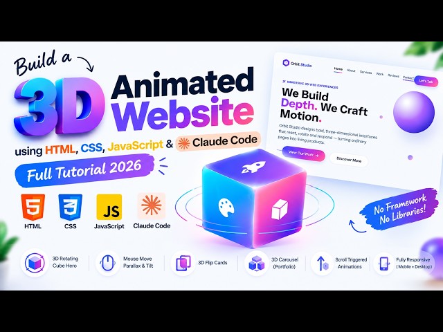 Build a 3D Animated Website using HTML, CSS & JavaScript ( Claude Code )