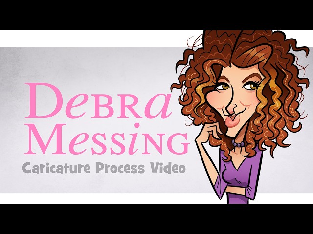 Debra Messing (Will & Grace) Caricature art drawing process tutorial