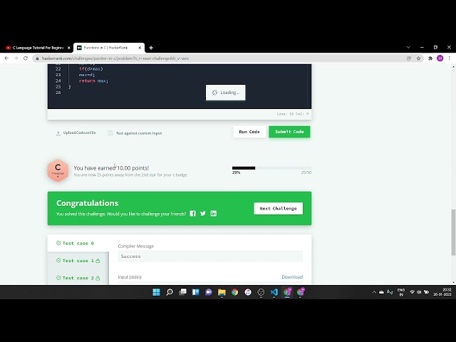 Hackerrank Introductory C tutorial for Function and pointers