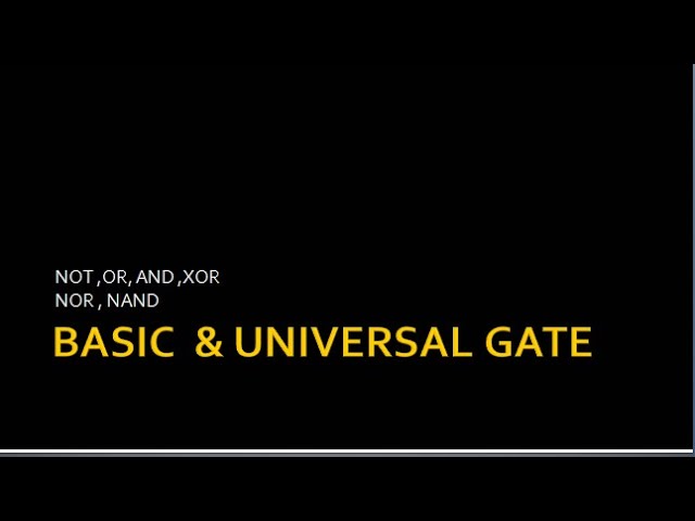 BASIC LOGIC GATES-1 (analog and digital electronics /18cs33 /module 2)