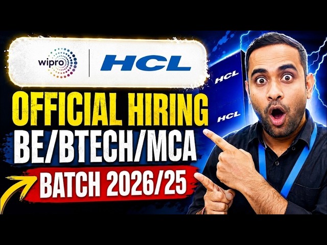 HCL Tech Official Hiring | Wipro Trainee Hiring | Batch 2026, 2025