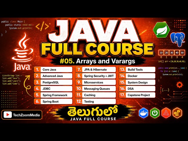 Arrays and Varargs | Java Full Course in Telugu | TechZoomMedia
