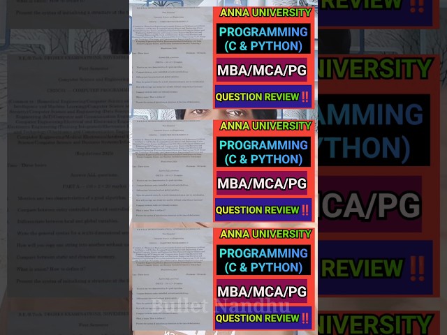 C & PYthon Today Exam Question Review‼️PG Questions⁉️#annauniversity #1stsemester #c #python#mca#mba