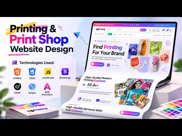 Modern Printing & Print Shop Website Design | Responsive HTML CSS JS Website