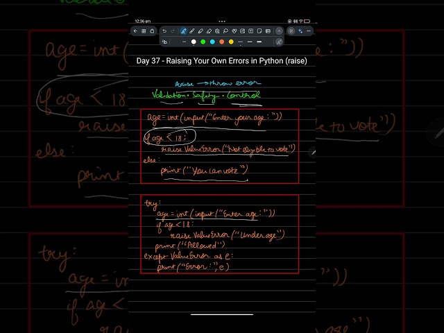 Python Day 37 | raise Keyword Explained | Custom Errors
