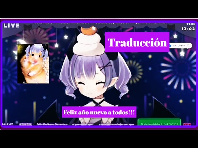 Vtuber japonesa neiro suzumiya les desea prospero año nuevo mientras come uvas (clip antiguo)