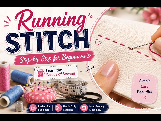 Running Stitch How To - Basic Sewing (Hand Embroidery & Hand Sewing) #youtube #running #stitch #sew