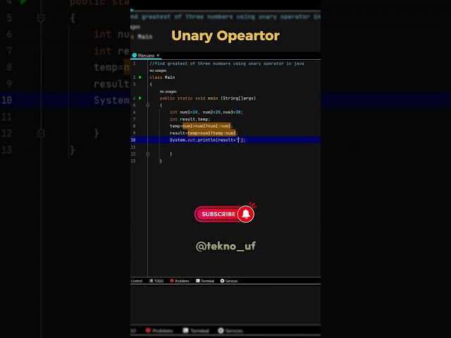 Greatest of three numbers in Java | Unary Operator | 2023 | Coding | Java Tutorial | #shorts #trend