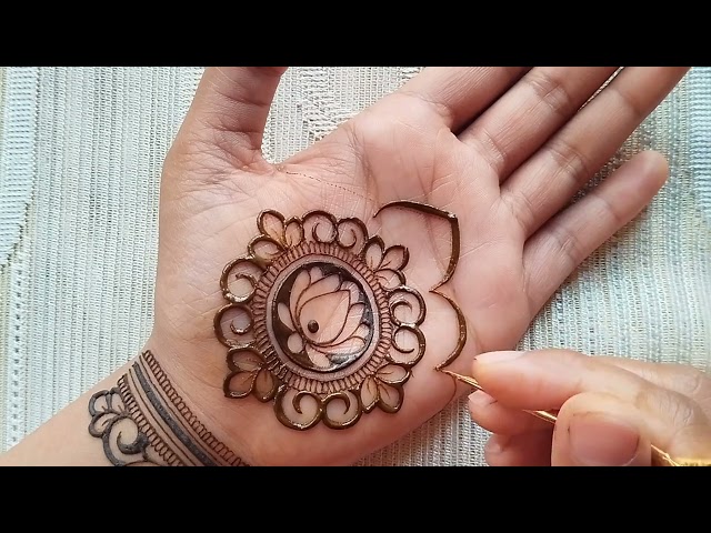Very easy mehndi design | Simple mehndi design front hand | Lotus mehndi | Mehandi design front hand