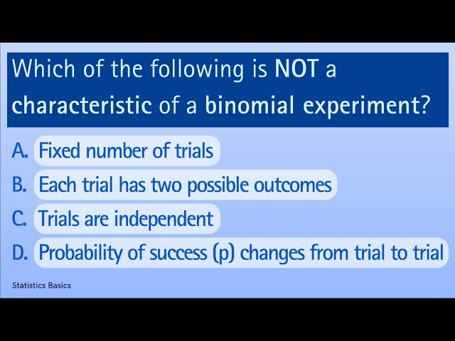 Binomial Distribution | Quiz 1: Characteristics of a Binomial Experiment