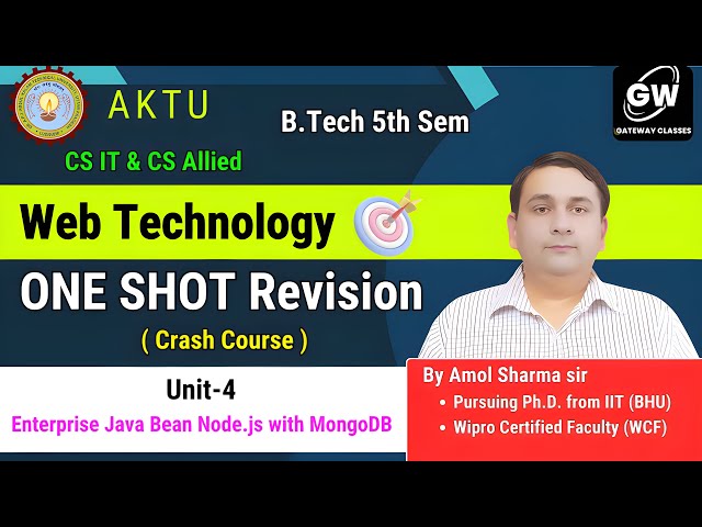 Web Tech I ONE SHOT Revision I UNIT-4 I Enterprise Java Bean I Amol Sir Gateway Classes