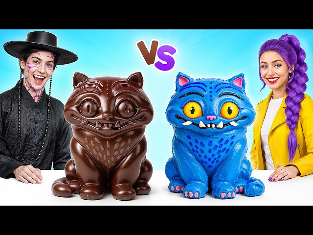 Desafío De Comida Real vs. De Comida Chocolate con Las Guerreras KPop Multi DO Challenge