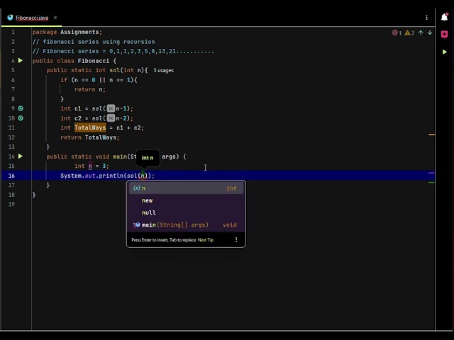 Fibonacci in java using recursion