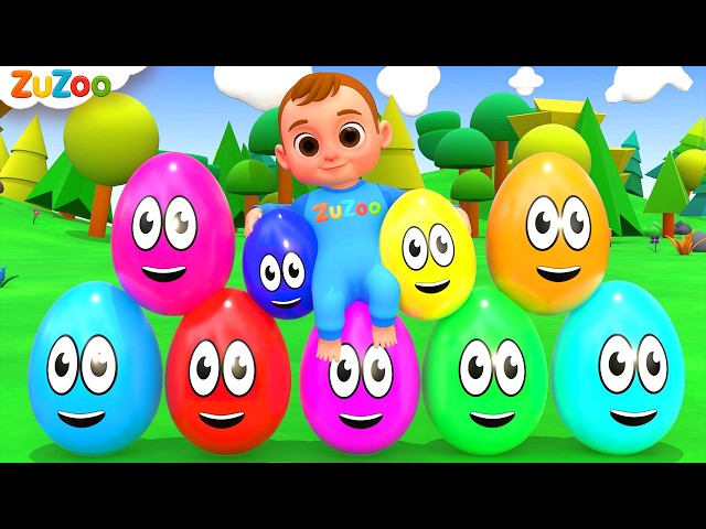 Colorful Wheels on the Bus Surprise Eggs  | ZuZoo Nursery Rhymes & Kids Songs