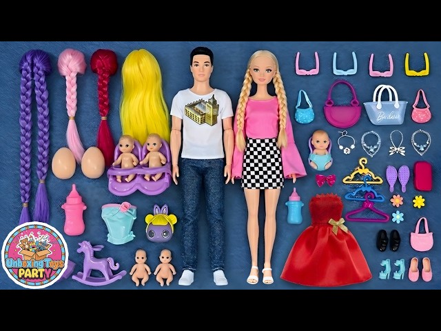 8 Minutes Satisfying with Unboxing Barbie Family Playset, Doll Dressup Set Toys ASMR | Review Toys