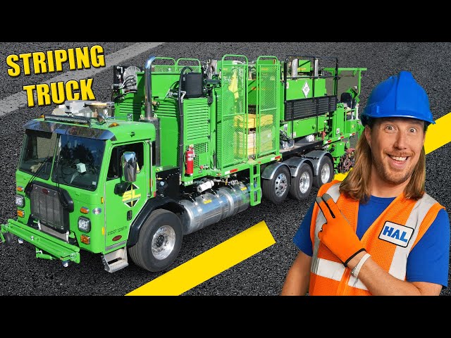 How Road Lines Are Made! 🚧 Handyman Hal Learns About Striping Trucks